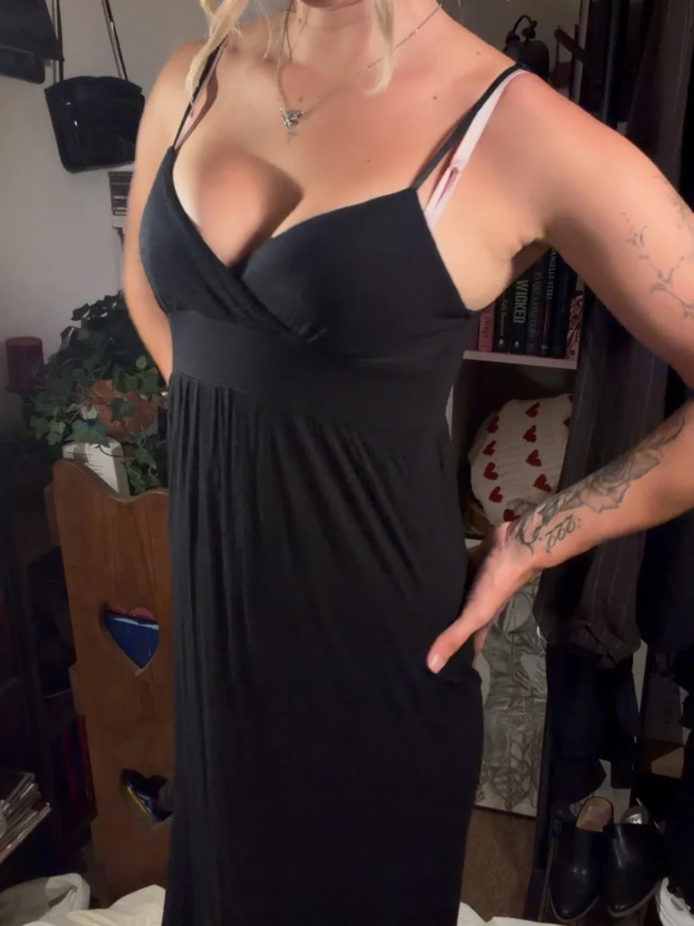 Black vneck maxi dress
